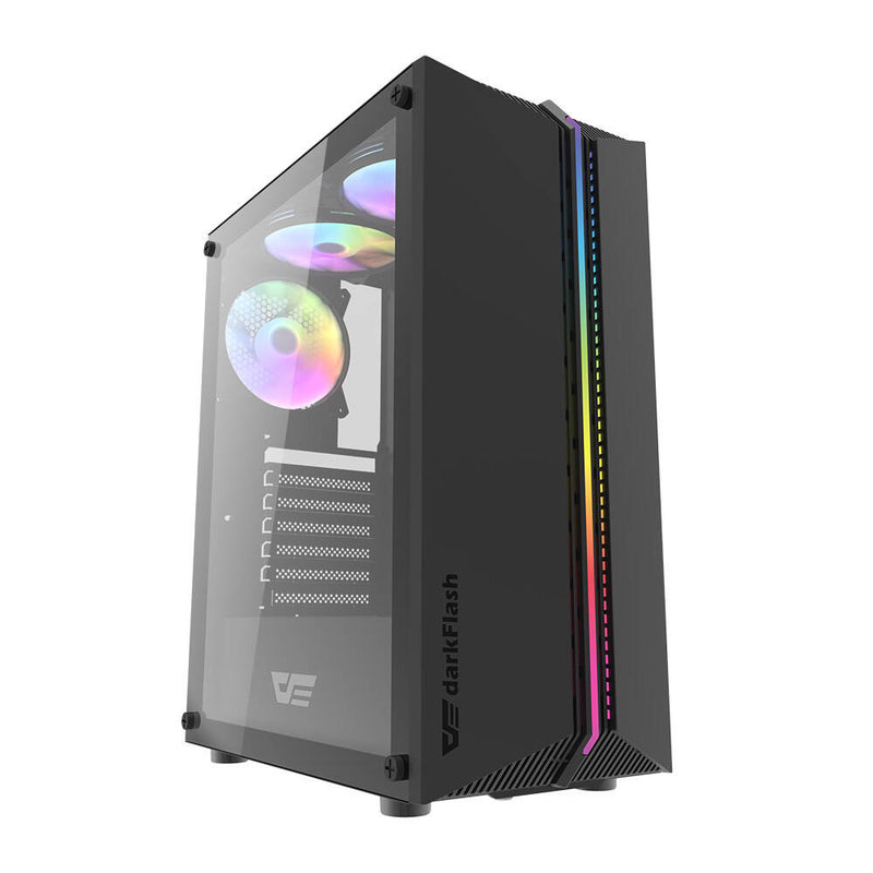 Darkflash DK151 LED computer case (black) + 3 RGB fans, Obudowa komputerowa Darkflash DK151 LED (czarna) + 3 wentylatory RGB
