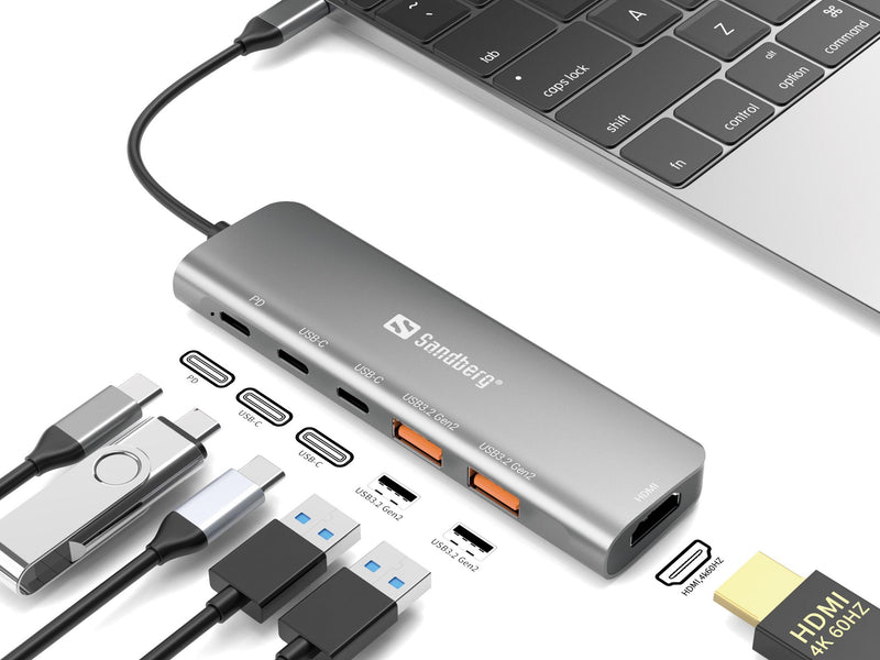Sandberg 136-65 USB-C Dock HDMI+2xA+2xC+PD100W