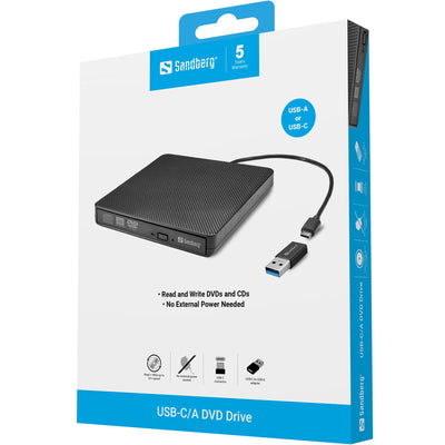 Sandberg 136-62 USB-C/A DVD Drive