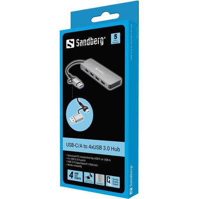 Sandberg 136-63 USB-C/A to 4xUSB 3.0 Hub