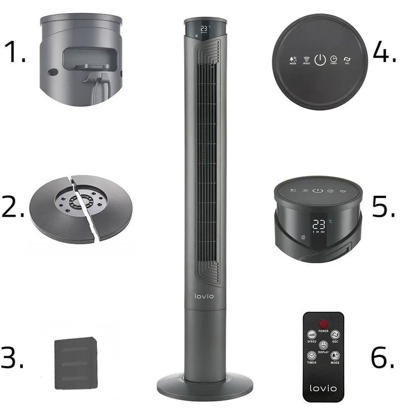 Lovio LVTF101N24C-TI Tower Fan AirWave Titan