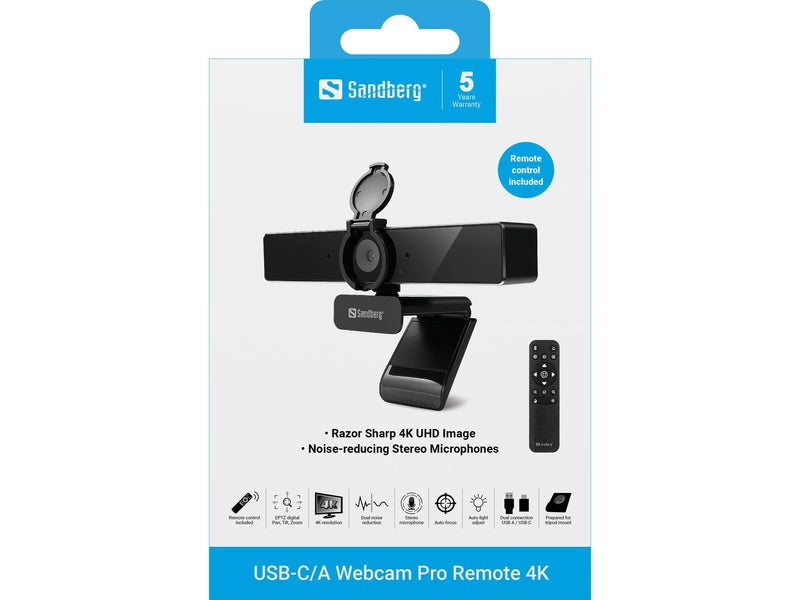 Sandberg 134-45 USB-C/A Webcam Pro Remote 4K