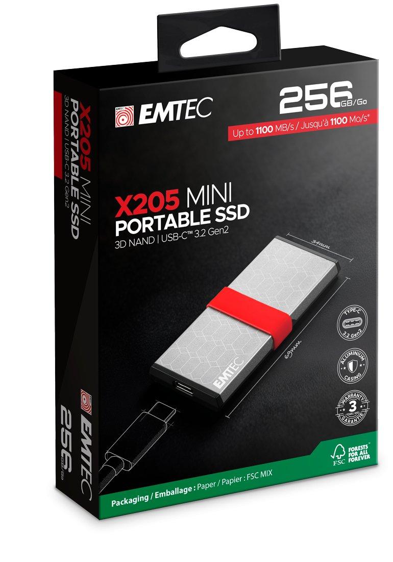 Emtec SSD 3D NAND/USB-C 3.2Gen2 X205 256GB Mini Portable SSD
