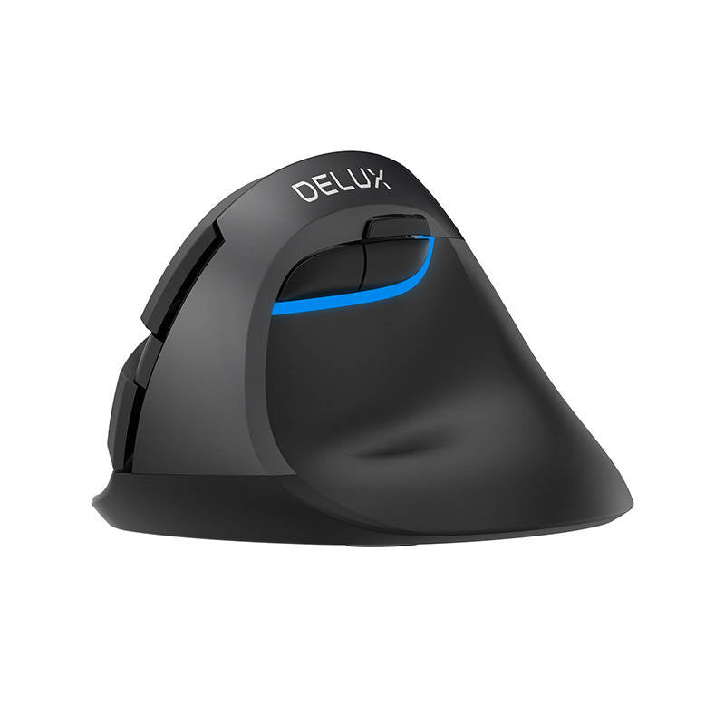Wireless Vertical Mouse Delux M618Mini DB BT+2.4G 2400DPI (black), Bezprzewodowa mysz pionowa Delux M618Mini DB BT+2.4G 2400DPI (czarna)