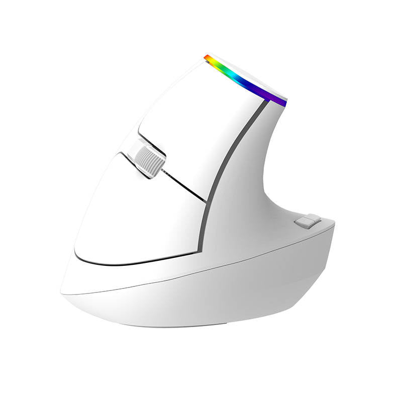 Wireless Vertical Mouse Delux M618C 2.4G 1600DPI RGB (white), Bezprzewodowa mysz pionowa Delux M618C 2.4G 1600DPI RGB (biała)