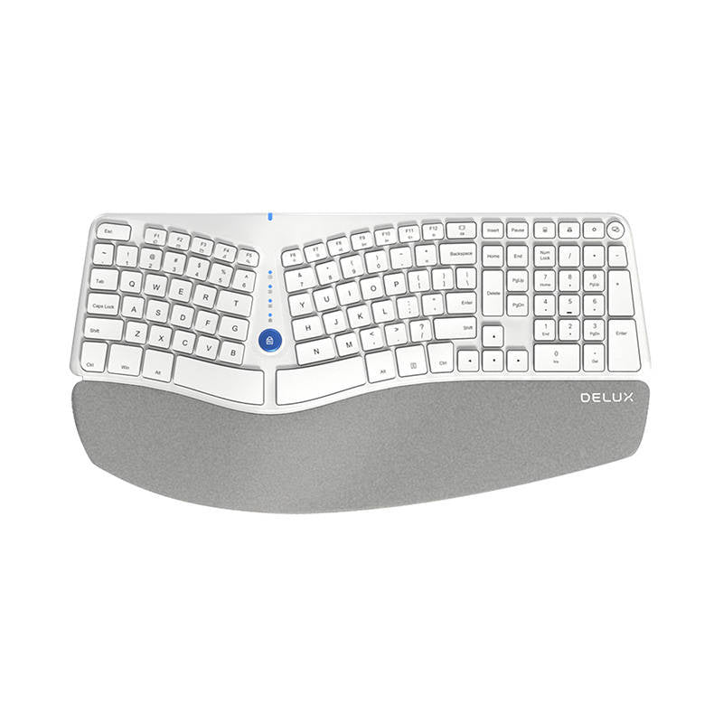 Wireless Ergonomic Keyboard Delux GM901D BT+2.4G (white), Ergonomiczna klawiatura bezprzewodowa Delux GM901D BT+2.4G (biała)