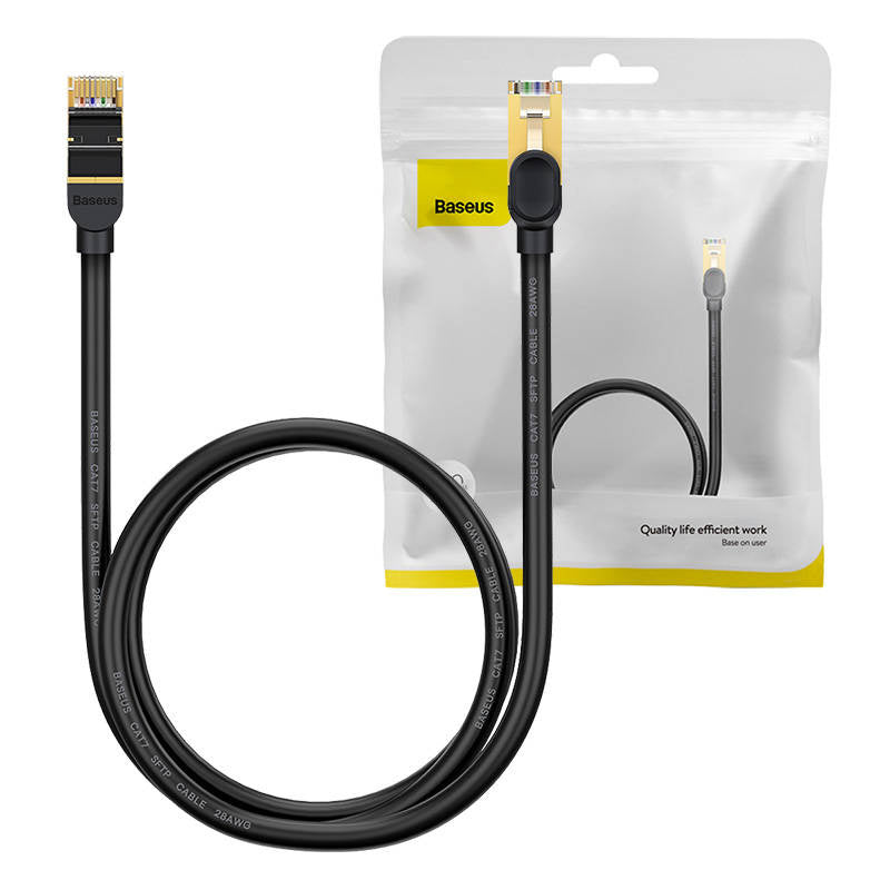 Baseus Ethernet RJ45, 10Gbps, 1m network cable (black), Kabel sieciowy Baseus Ethernet RJ45, 10Gbps, 1m (czarny)