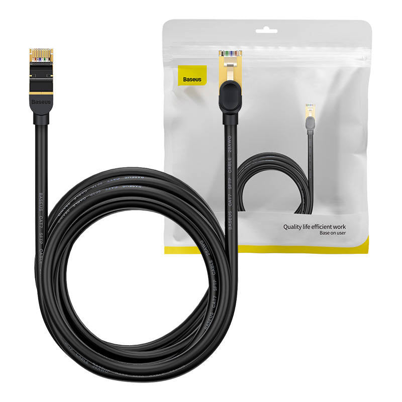 Baseus Ethernet RJ45, 10Gbps, 8m network cable (black), Kabel sieciowy Baseus Ethernet RJ45, 10Gb, 8m (czarny)