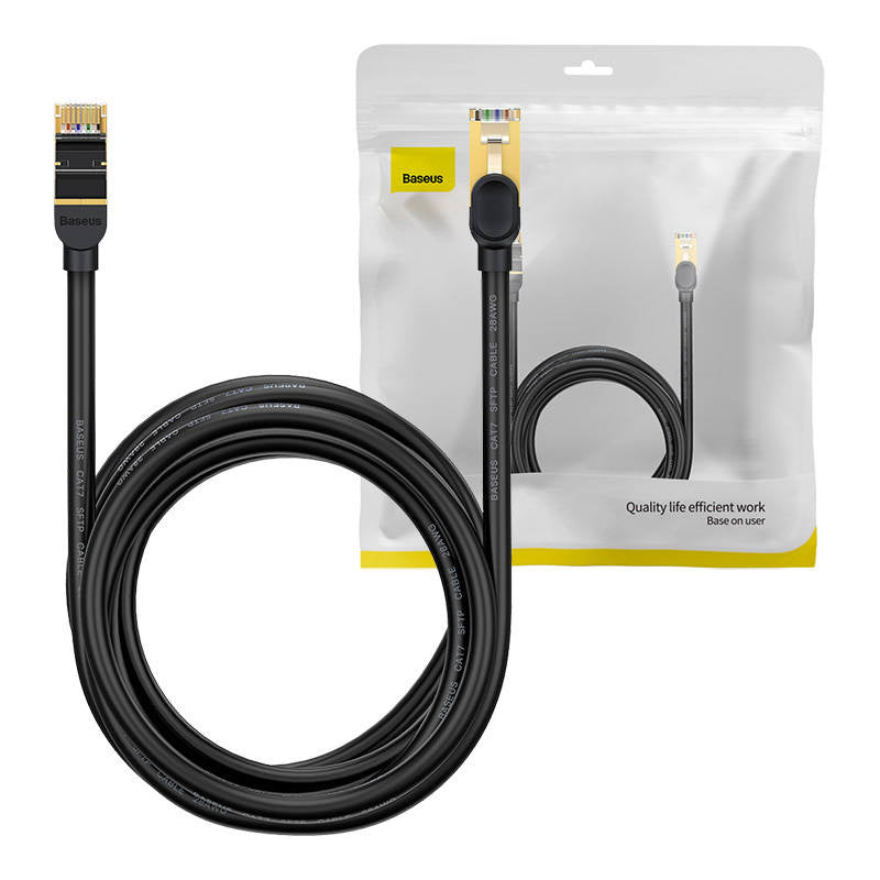 Baseus Ethernet RJ45, 10Gbps, 5m network cable (black), Kabel sieciowy Baseus Ethernet RJ45, 10Gb, 5m (czarny)