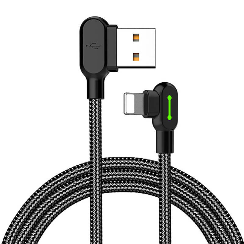 Angle USB Lightning Cable Mcdodo CA-4671 LED, 1.2m (Black), Kabel USB do Lightning kątowy Mcdodo CA-4671 LED, 1.2m (czarny)