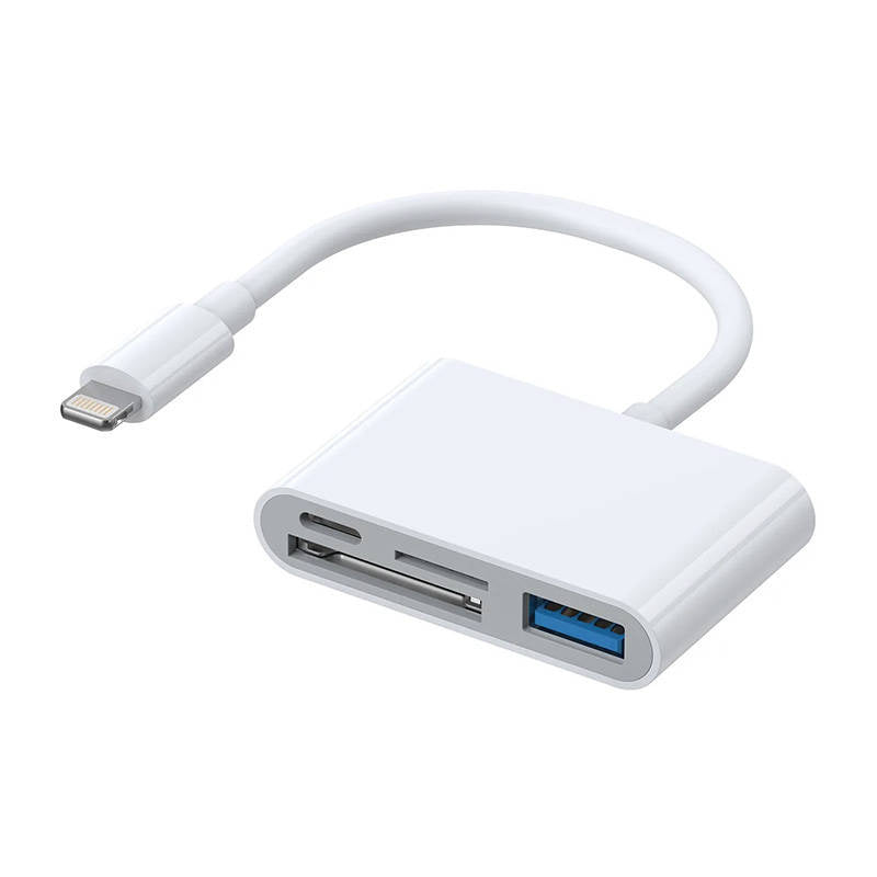 Lightning to USB OTG adapter Joyroom S-H142 SD card reader, microSD (white), Adapter Lightning do USB OTG Joyroom S-H142 czytnik kart SD, microSD (biały)