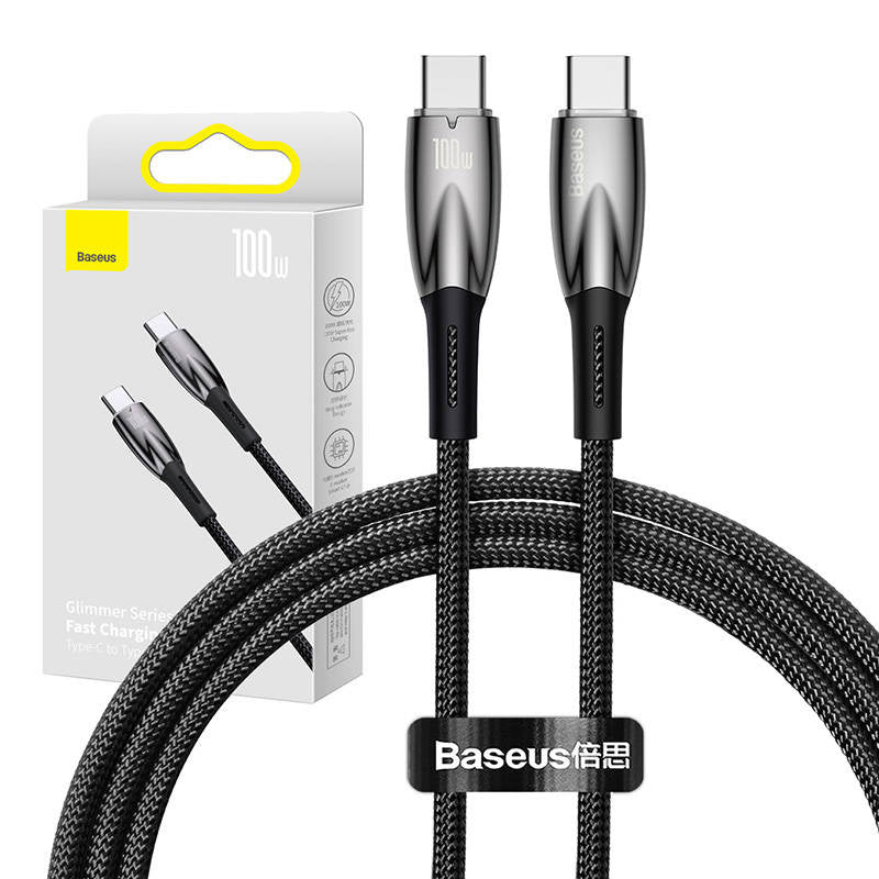 USB-C cable for USB-C Baseus Glimmer Series, 100W, 1m (Black), Kabel USB-C do USB-C Baseus Glimmer, 100W, 1m (czarny)