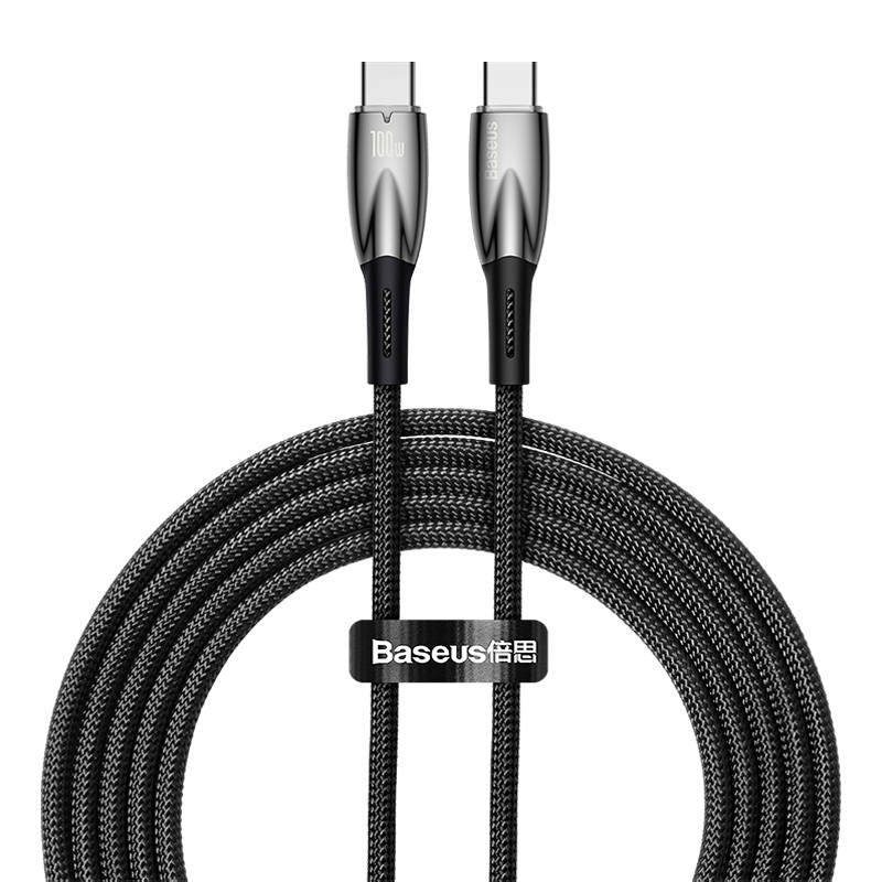 USB-C cable for USB-C Baseus Glimmer Series, 100W, 2m (Black), Kabel USB-C do USB-C Baseus Glimmer, 100W, 2m (czarny)