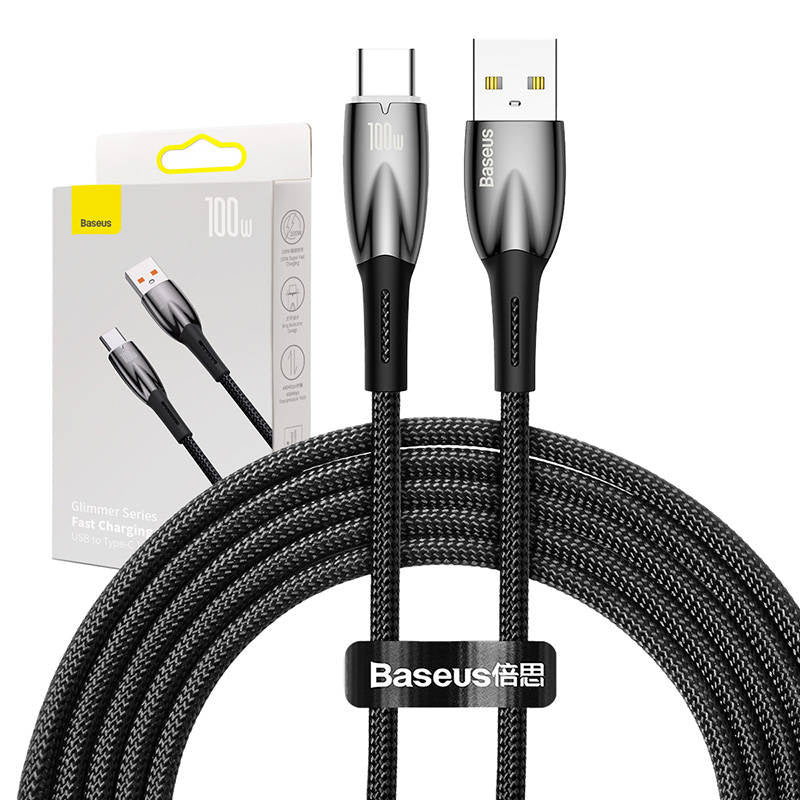 USB cable for USB-C Baseus Glimmer Series, 100W, 2m (Black), Kabel USB do USB-C Baseus Glimmer, 100W, 2m (czarny)