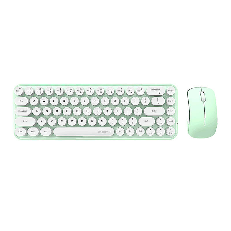 Wireless keyboard + mouse set MOFII Bean 2.4G (White-Green), Bezprzewodowy zestaw klawiatura + myszka MOFII Bean 2.4G (Biało-Zielony)