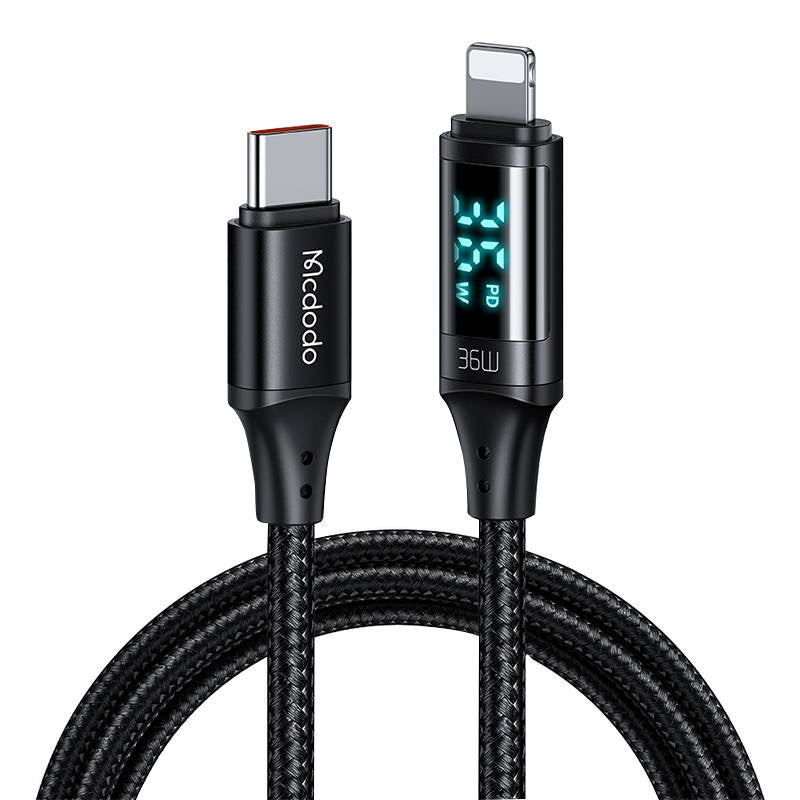Cable Mcdodo CA-1030 USB-C to Lightning, 36W, 1.2m (black), Kabel USB-C do Lightning Mcdodo CA-1030, 36W, 1.2m (czarny)
