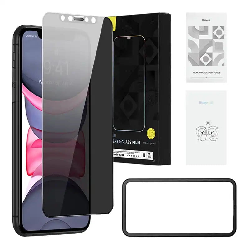 Tempered glass 0.3mm Baseus for iPhone 11/XR, Szkło hartowane z filtrem prywatyzującym 0.3mm Baseus do iPhone 11/XR