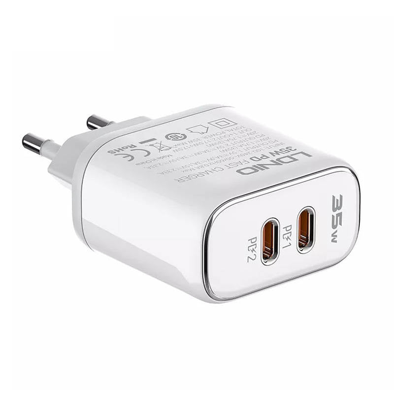 Wall charger LDNIO A2528M 2USB-C for Apple + USB-C - Lightning Cable, Ładowarka sieciowa LDNIO A2528M 2USB-C dla Apple + Kabel USB-C - Lightning