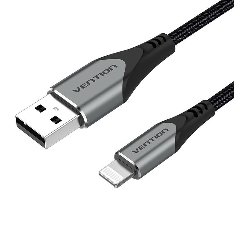 Cable USB 2.0 to Lightning, Vention LABHF 2.4A 1m (Gray), Kabel USB 2.0 do Lightning Vention LABHF 2.4A 1m (szary)