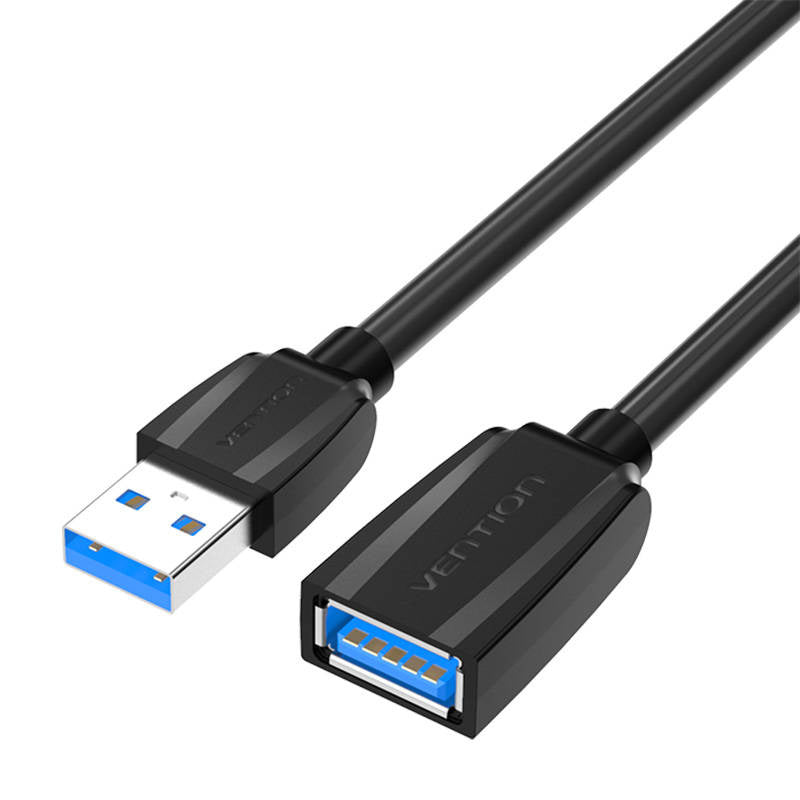Extension Cable USB 3.0 male USB to female USB Vention VAS-A45-B300 1m (Black), Przedłużacz USB 3.0, męski USB do żeński USB Vention VAS-A45-B300 1m (czarny)