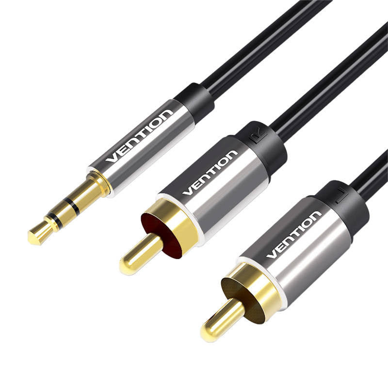 Cable Audio 2xRCA to 3.5mm Vention BCFBD 0.5m (black), Kabel Audio 2xRCA do 3.5mm Vention BCFBD 0.5m (czarny)