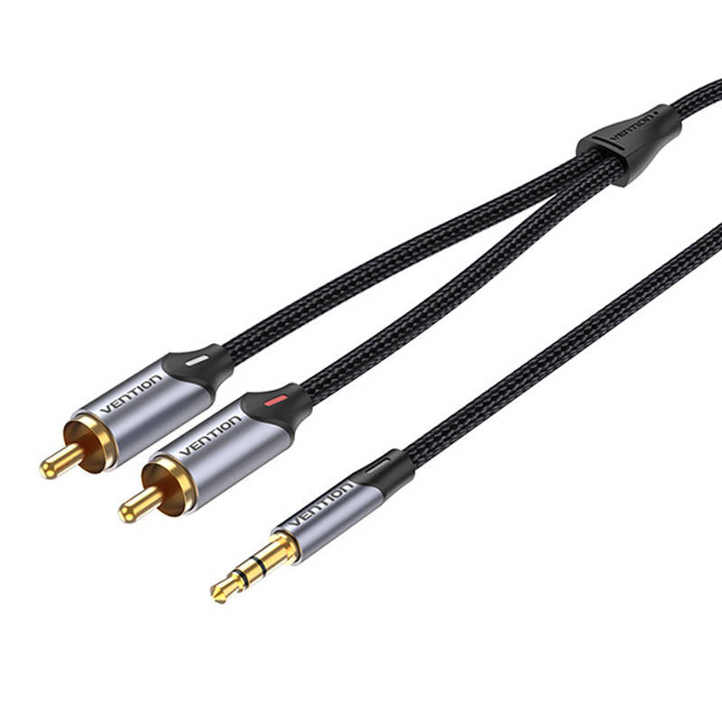Cable Audio 2xRCA to 3.5mm Vention BCNBG 1.5m (grey), Kabel audio 2xRCA do 3.5mm Vention BCNBG 1.5m (szary)