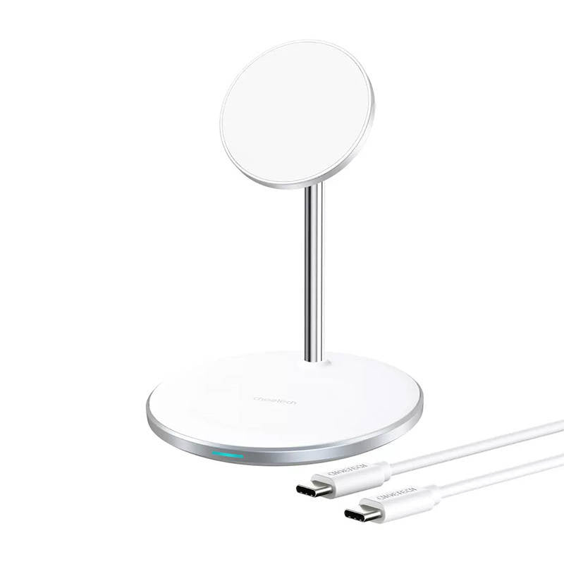 Wireless charger Choetech T581-F with stand (white), Bezprzewodowa ładowarka indukcyjna Choetech T581-F (biała)