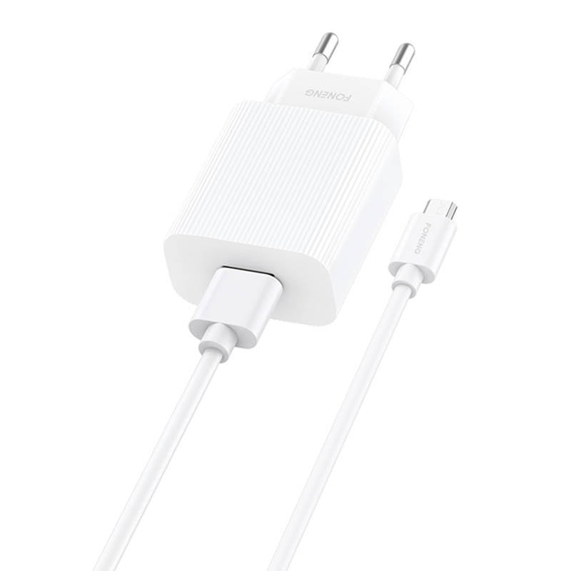 Fast charger Foneng EU28 12W, 1xUSB, QC 3.0 + Cable USB Micro, Ładowarka sieciowa Foneng EU28 12W, 1xUSB, QC 3.0 + Kabel USB Micro