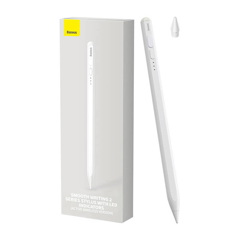 Baseus Smooth Writing 2 Stylus Pen with LED Indicators (white), Pojemnościowy rysik / stylus Baseus Smooth Writing 2 z wskaźnikiem baterii (biały)