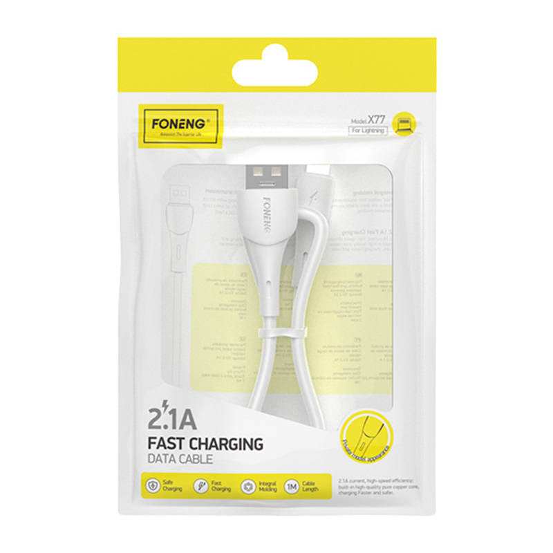 USB to Lightning Cable Foneng X77, 2.1A, 1m (white), Kabel USB do Lightning Foneng X77, 2.1A, 1m (biały)