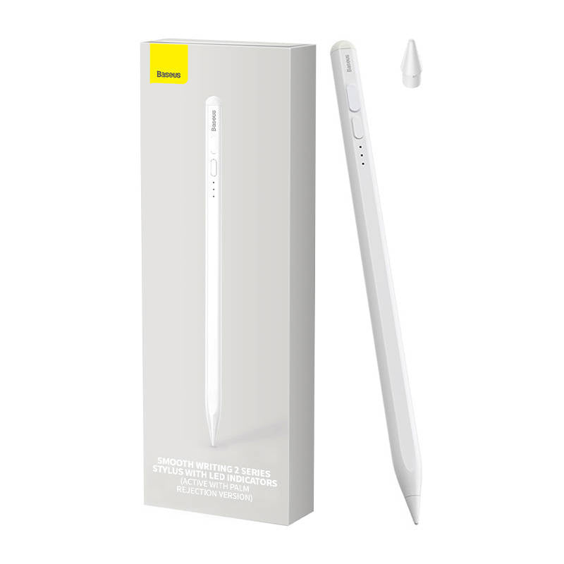 Smooth Writing Stylus with LED Indicators (Active) White, Rysik długopis aktywny Baseus Stylus z wskaźnikiem baterii (biały)