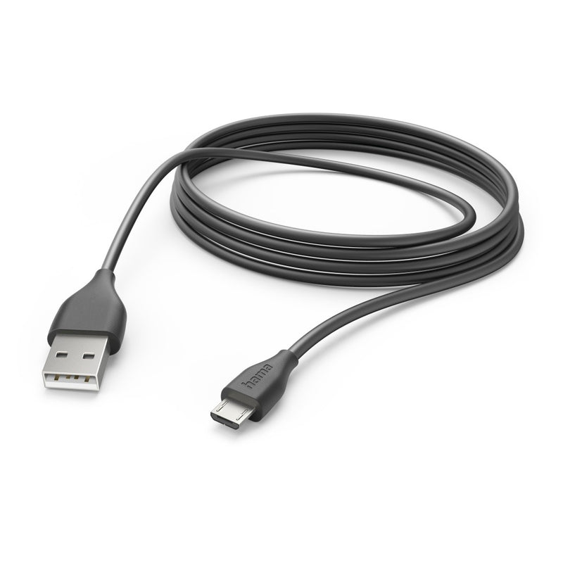 Hama 00201588 Зарядный кабель, USB-A - Micro-USB, 3 м, черный