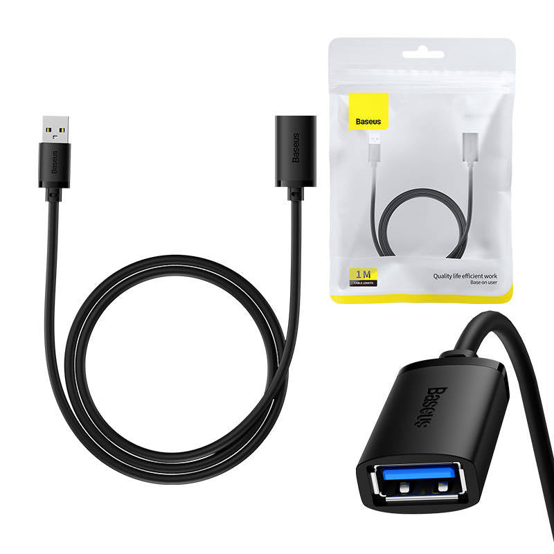 USB 3.0 Extension cable Baseus male to female, AirJoy Series, 1m (black), Przedłuzacz Baseus USB 3.0 męski do żeński, AirJoy series, 1m (czarny)