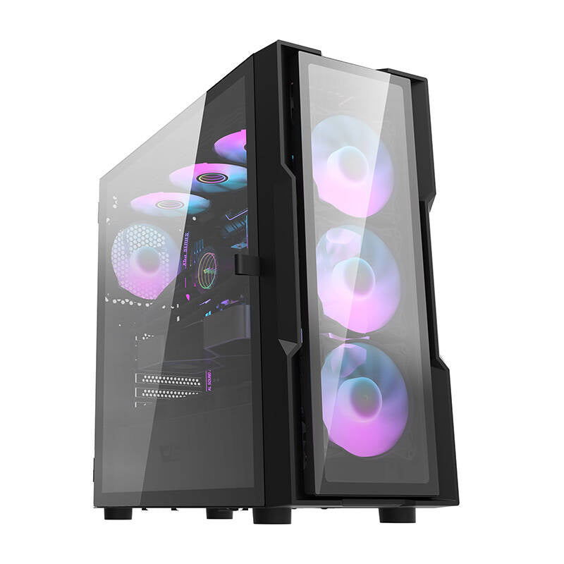 Darkflash DK431 Glass computer case (black) + 4 RGB fans, Obudowa komputerowa Darkflash DK431 Glass (czarna) + 4 wentylatory RGB