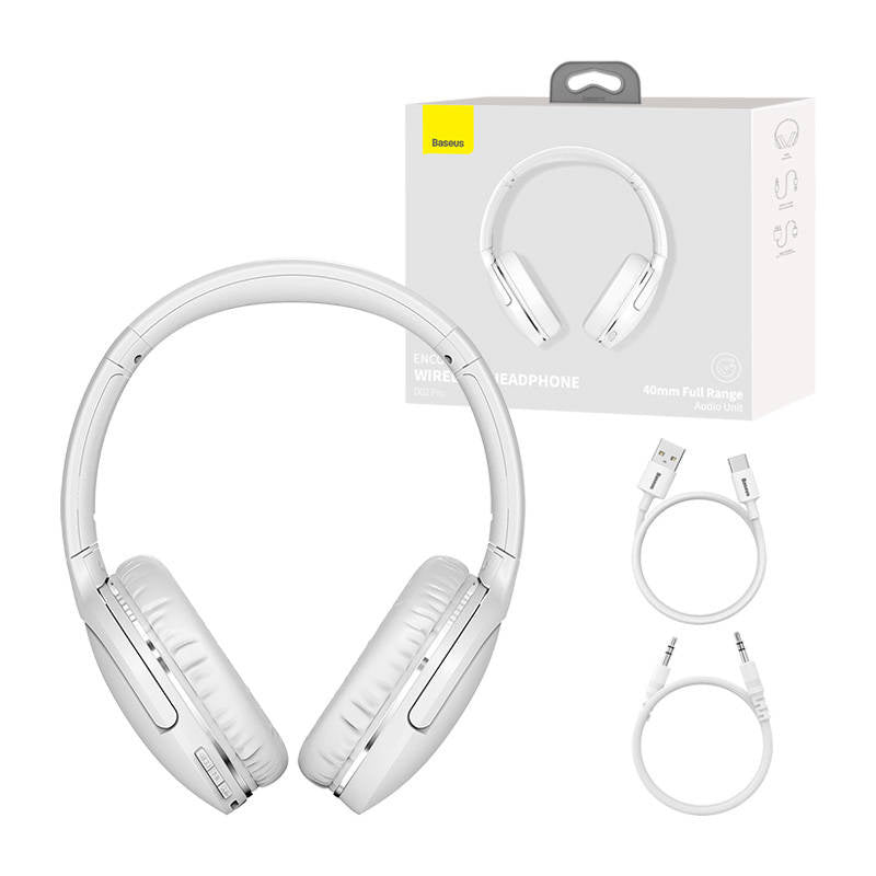 Baseus Encok Wireless headphone D02 Pro (white), Słuchawki Bluetooth 5.3 Baseus Encok D02 Pro (białe)