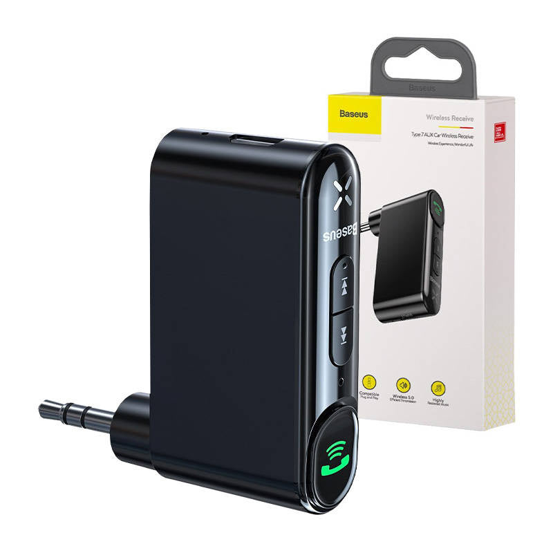 Baseus Qiyin AUX Car Bluetooth Receiver Black, Odbiornik Bluetooth 5.0 AUX Baseus Qiyin