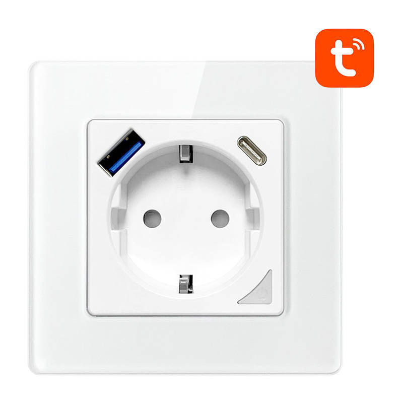 Smart WiFi Wall Socket Avatto N-WOT10-USB-W TUYA USB USB-C (white), Inteligentne gniazdo ścienne WiFi Avatto N-WOT10-USB-W USB i USB-C TUYA (białe)