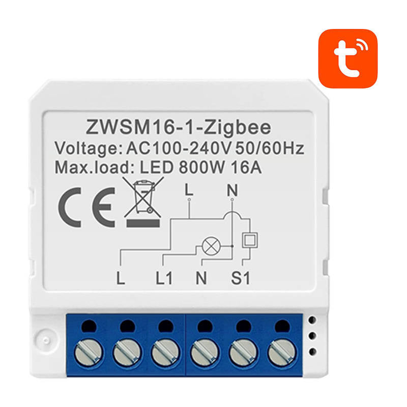 Smart Switch Module ZigBee Avatto ZWSM16-W1 TUYA, Inteligentny przełącznik dopuszkowy ZigBee Avatto ZWSM16-W1 TUYA