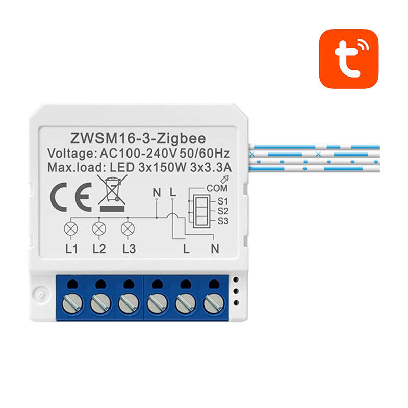 Smart Switch Module ZigBee Avatto ZWSM16-W3 TUYA, Inteligentny przełącznik dopuszkowy ZigBee Avatto ZWSM16-W3 TUYA