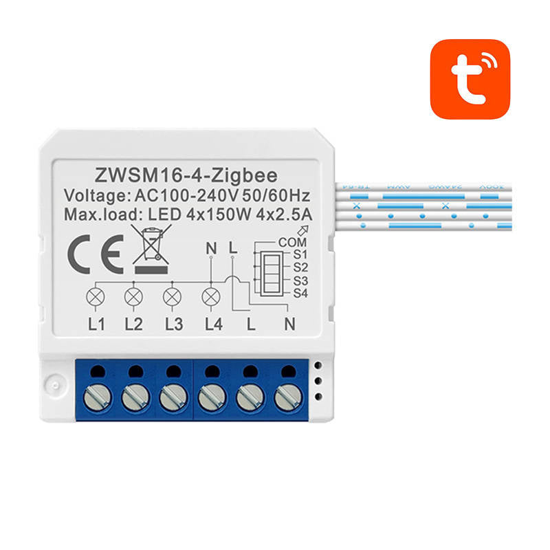 Smart Switch Module ZigBee Avatto ZWSM16-W4 TUYA, Inteligentny przełącznik dopuszkowy ZigBee Avatto ZWSM16-W4 TUYA