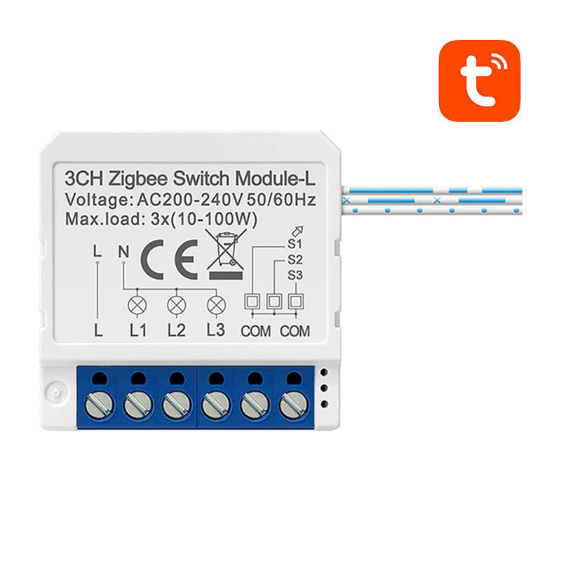 Smart Switch Module ZigBee Avatto LZWSM16-W3 No Neutral TUYA, Inteligentny przełącznik dopuszkowy ZigBee Avatto LZWSM16-W3 Bez Neutralnego TUYA