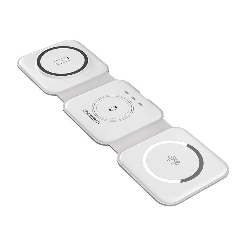 Choetech T588-F 3in1 Magnetic Wireless Charger 15W (white), Magnetyczna ładowarka indukcyjna Choetech T588-F 3w1 15W (biała)