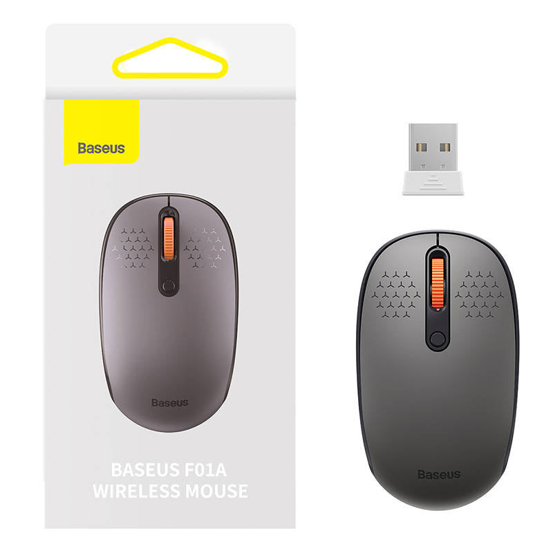 Wireless mouse Baseus F01A 2.4G 1600DPI (frosted grey), Bezprzewodowa myszka Baseus F01A 2.4G 1600DPI (szara)