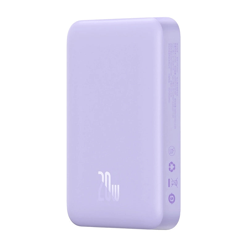Powerbank Baseus Magnetic Mini 10000mAh, USB-C  20W MagSafe (purple), Powerbank magnetyczny Baseus Magnetic Mini 10000mAh, USB-C 20W MagSafe (fioletowy)