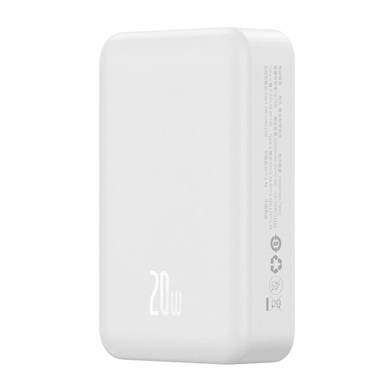 Powerbank Baseus Magnetic Mini 20000mAh, USB-C 20W MagSafe (white), Powerbank magnetyczny Baseus Magnetic Mini 20000mAh, USB-C 20W MagSafe (biały)