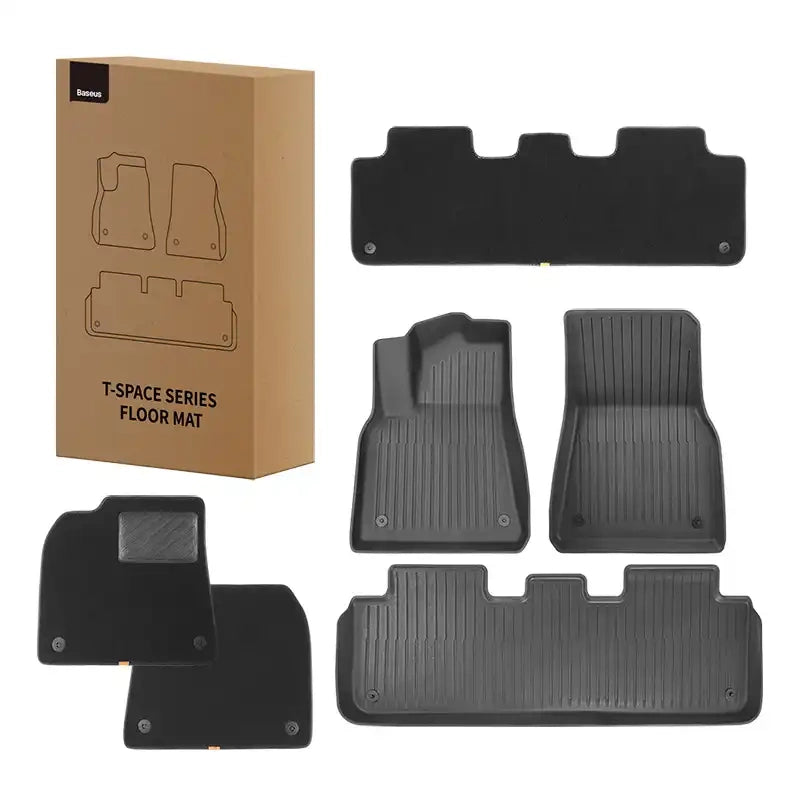 6-Piece Floor Mat for Tesla Baseus T-Space Series (black), Dywaniki samochodowe do tesli Baseus T-Space 6 częściowy (czarny)