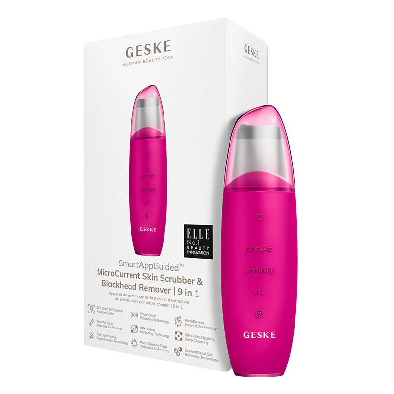 Skin Scrubber & Blackhead Remover 9in1 Geske with APP (magenta), Peeling kawitacyjny 9w1 Geske z Aplikacją (magenta)