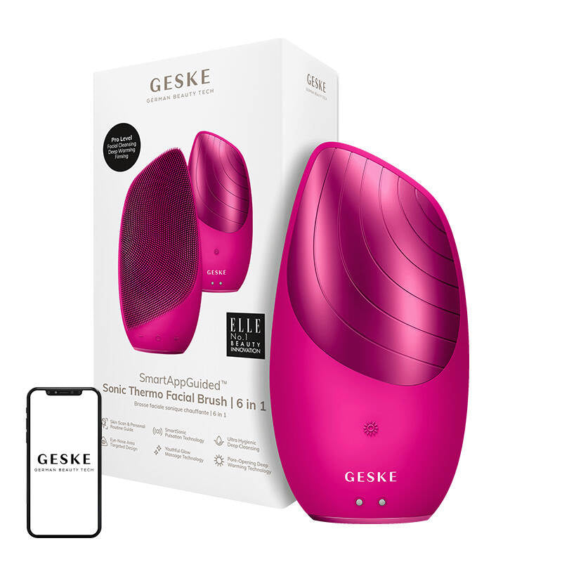 Sonic Thermo Facial Brush 6 in 1 Geske with APP (magenta), Soniczna szczoteczka termiczna do twarzy 6w1 Geske z Aplikacją (magenta)