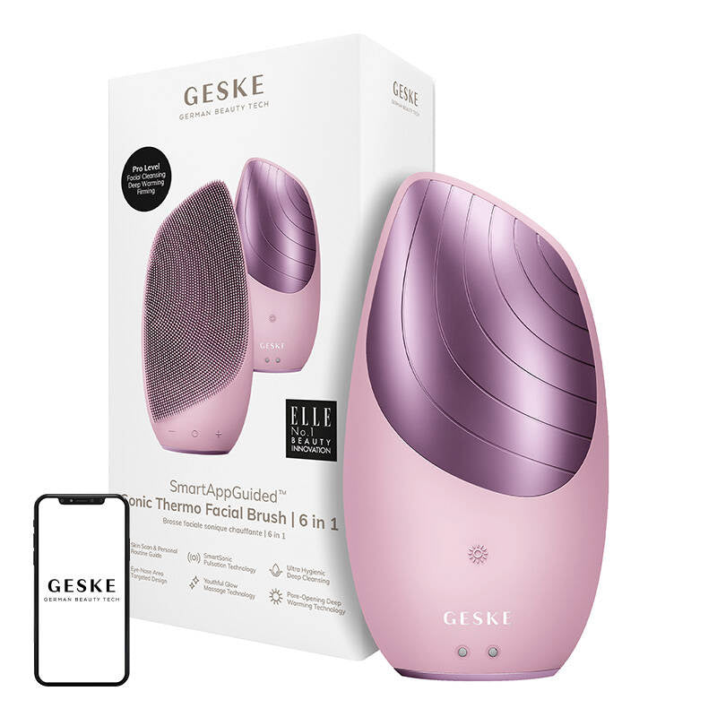 Sonic Thermo Facial Brush 6 in 1 Geske with APP (pink), Soniczna szczoteczka termiczna do twarzy 6w1 Geske z Aplikacją (różowy)