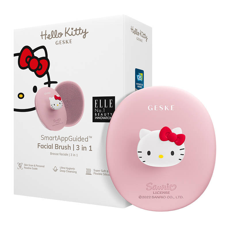Facial Cleaning Brush 3in1 with handle Geske with APP (Hello Kitty pink), Szczoteczka do czyszczenia twarzy 3w1 z uchwytem Geske z Aplikacją (Hello Kitty różowy)